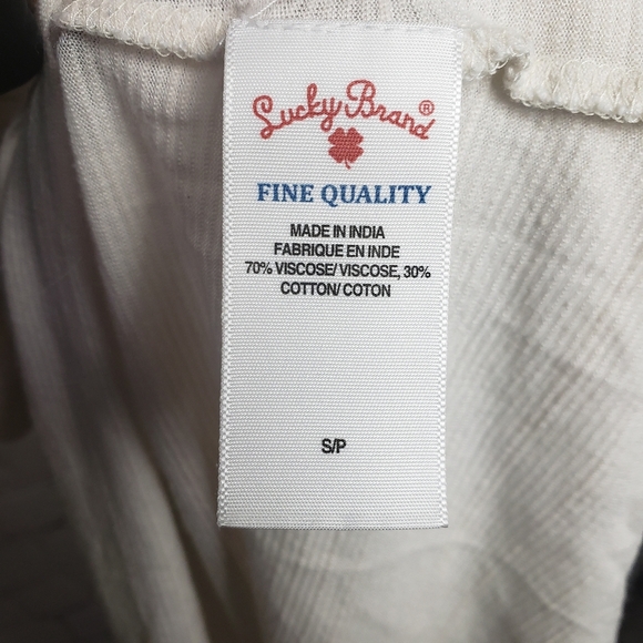 Lucky Brand Cream Horseshoe Neck Top Boho Hippie Western Bohemian Casual… - Picture 6 of 8